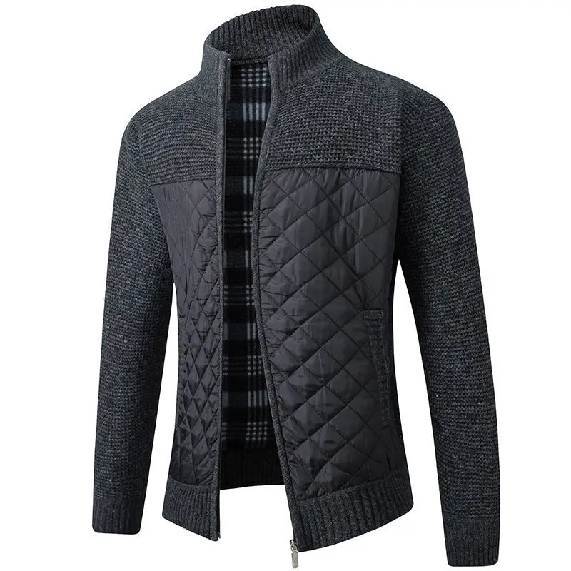 2023 Autumn and Winter Men's Stand Collar Pockets Zipper Patchwork Cardigan Fashion Casual Elegant Commuter Long Sleeve Tops