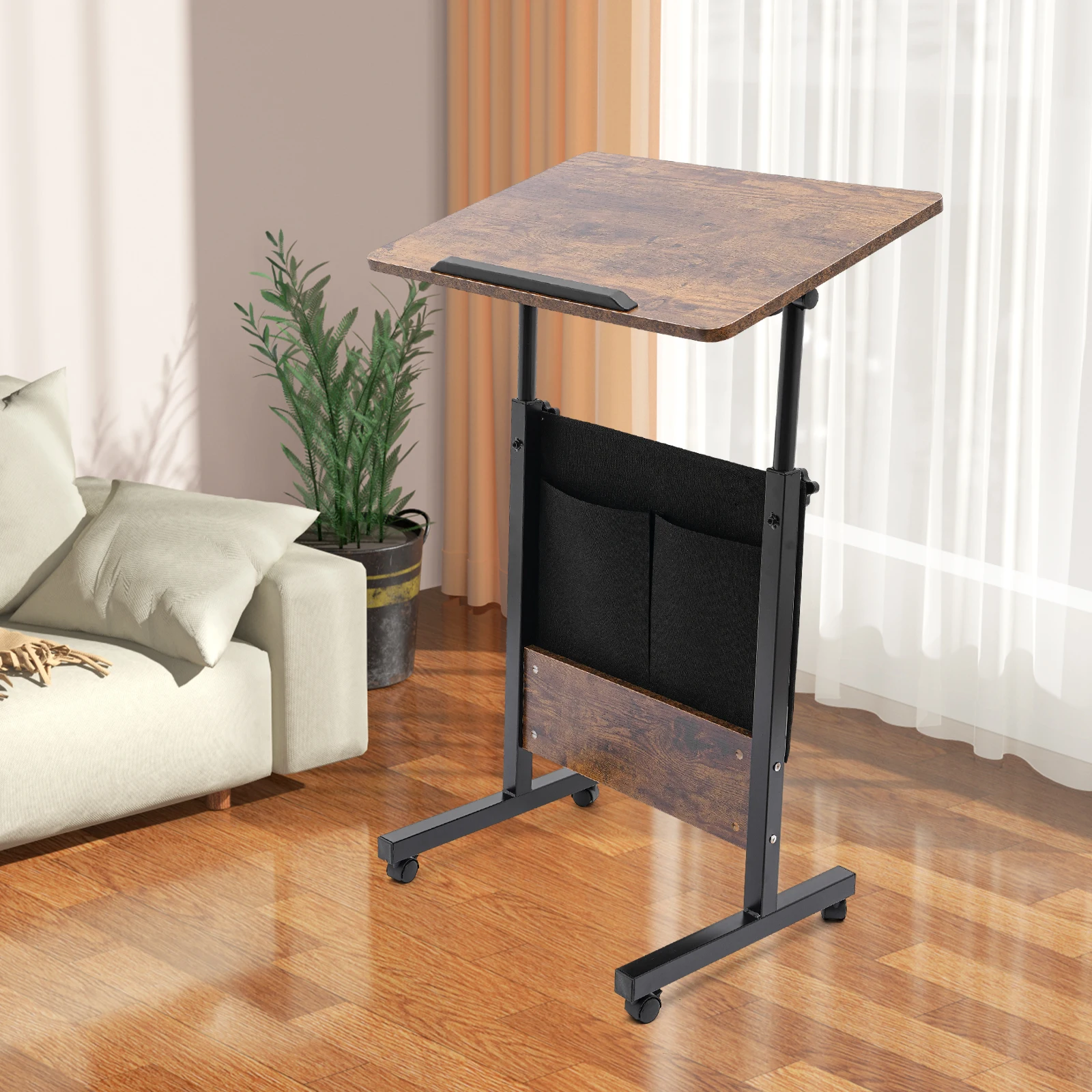 Portable Laptop Desk Rolling Computer Stand with Adjustable Height     2