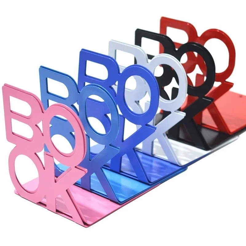 2pcs Bookend Book Stand Support Sample Bookend Iron Desktop Art Non Slip Rack Shelf Holder School Stationery Office Accessories book holder book stand