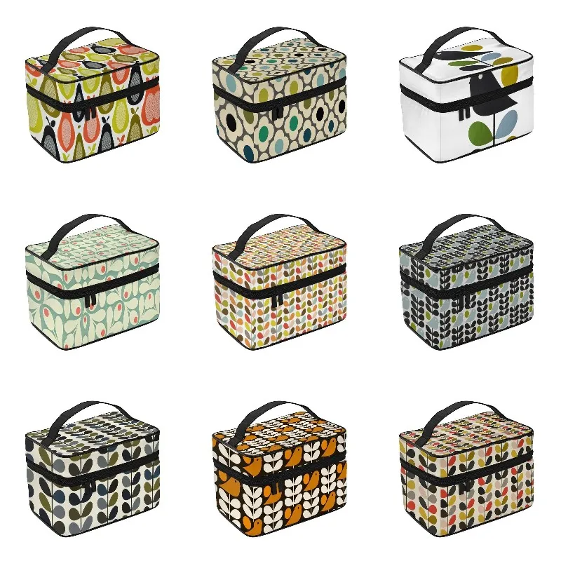 Orla Kiely Flowers 세면 용품 가방, 미드 센추리 모던 멀티 스템 메이크업 화장품 정리함, 숙녀용 뷰티 스토리지 도프 키트 박스 