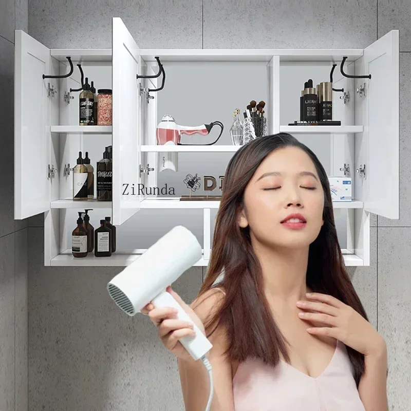 Modern Smart Bathroom Mirror Cabinet Aluminum Fog Removal with Light Storage Mirror Cabinet Wall-mounted Home Furniture FYBC