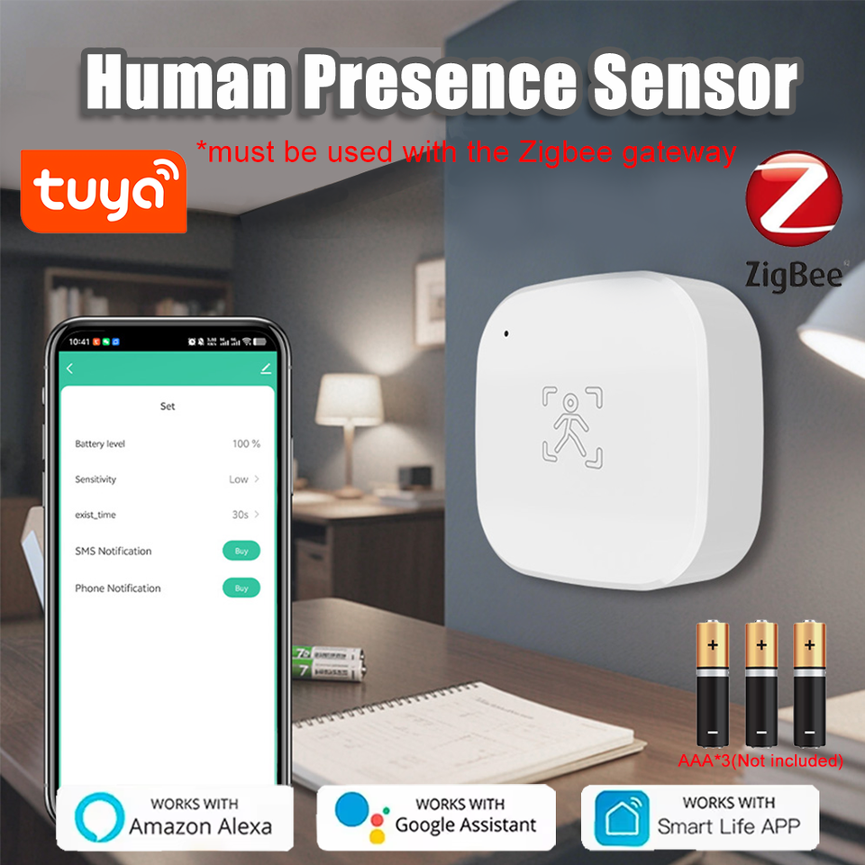 Tuya Zigbee Human Presence Detector Body PIR Sensor Smart 24GHz Radar Detector Motion Sensor Smart Life APP Alexa Home Security