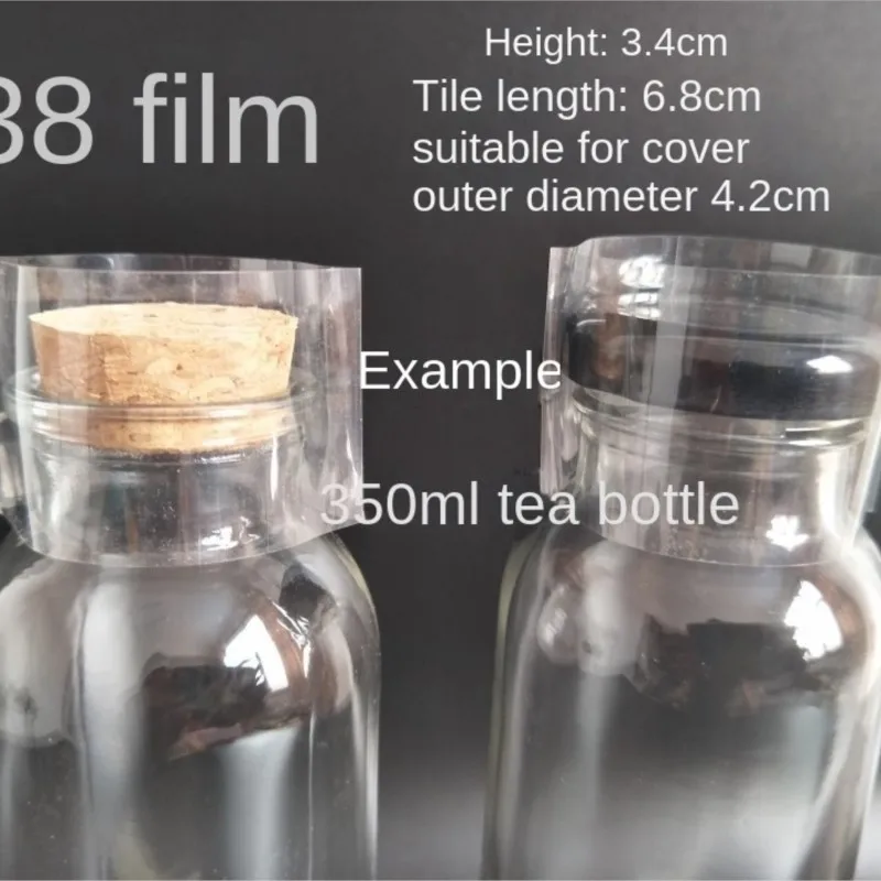 New 200pcs/pack Pvc Transparant Heat Shrink Bands For Bottles Caps, Jar Mouth/cap Diameter 42mm H 34mm Laid Flat Width 68mm