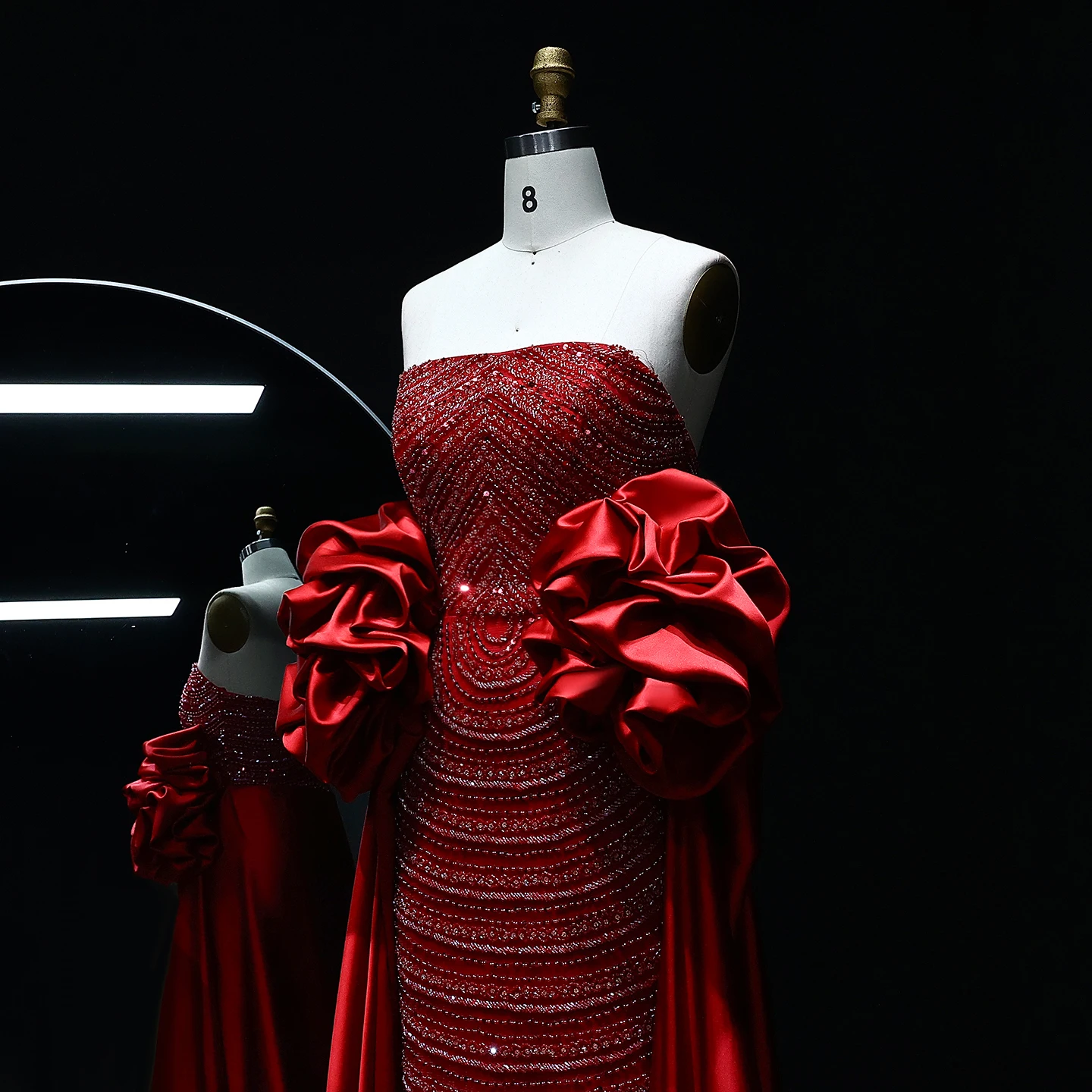 شارون سعيد فستان سهرة عربي فاخر باللون الوردي المغ...