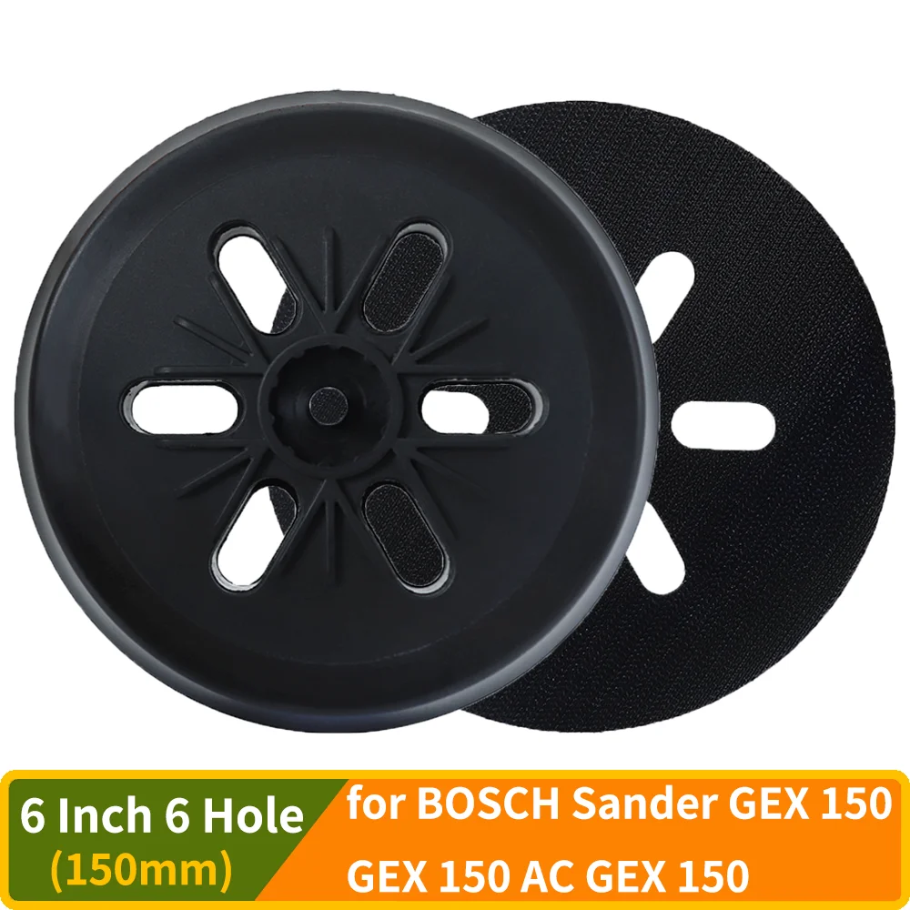 150mm/6 Inch 6 Hole Hook & Loop Sanding Pad Backing Plate for BOSCH Sander GEX 150 GEX 150 AC GEX 150 Turbo Grinding Machine originele italiaanse rupes 6 inch sander 150mm multifunctionele variabele snelheid bedrade elektrische houtbewerking hoek