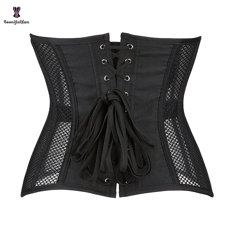 Front 5 Busk Closure 16 Steel Boned Korsett Women's Waist Training Corset Underbust Mesh Net Body Shaper Plus Size XS-6XL