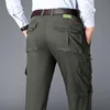 2025 New in Men's Pants Straight Leg Cotton Cargo Trouser Male Stretch Autumn Zipper Multi Pocket Classic Casual Work Wear Army 1