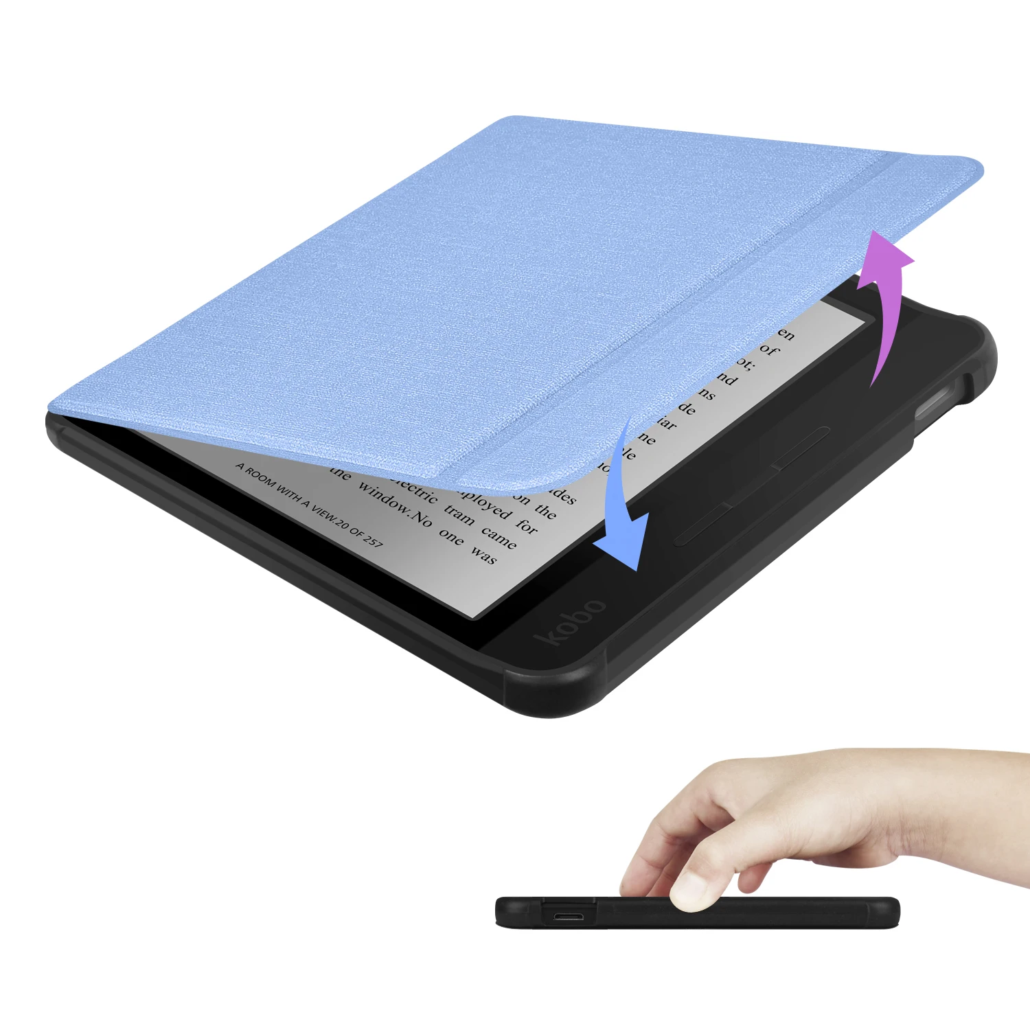 Kobo Libra Protective Case with Hand Strap and Sleep/Wake Feature - 7 Inch Ebook Cover