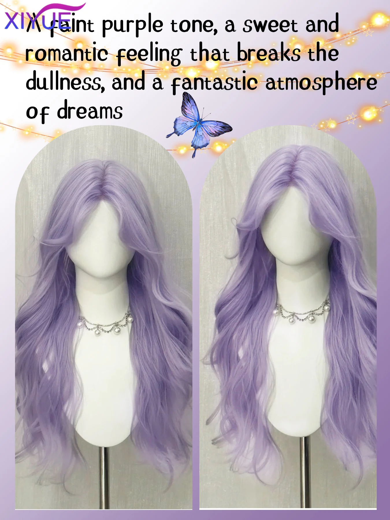 XY Synthetic Forehead lace Long Wavy Cosplay Wigs Lolita Halloween Bangs Women Party Dailly Heat Resistant Wig
