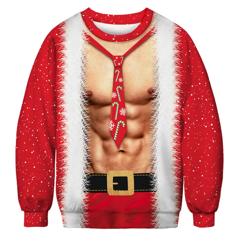 New Christmas Sweaters Green Jumpers 3D Funny Printed Holiday Party Xmas Sweatshirt for Party Birthday Xmas Sweatshirt 3