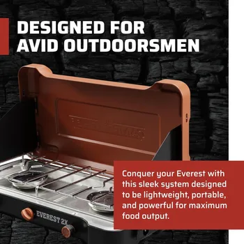 Mountain Series Everest 2X - High Output Two-Burner Camp Stove - Lid Doubles as Windscreen - Portable Cooking Stove 2