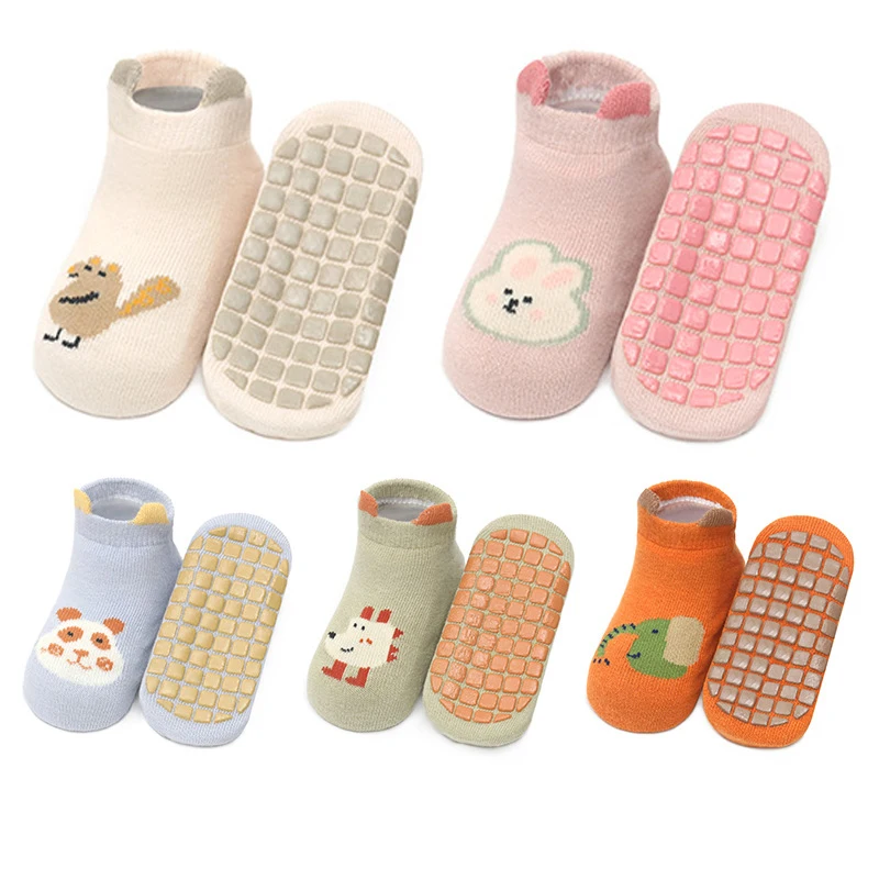 Baby Cotton Cartoon Animal Ear Non-Slip Ankle Socks for Toddlers Kids Boys Girls Spring Summer Short Socks 0-5T Infant Footwear