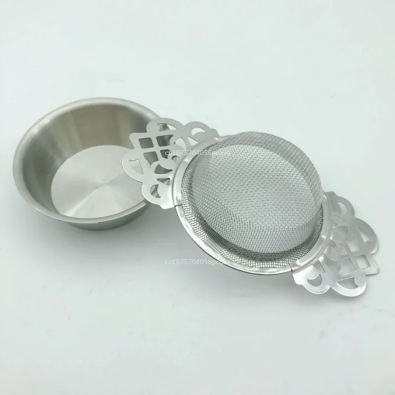 New Stainless Steel Tea Strainer with Drip Bowl Easy Clean Loose Leaf Traditional Hanging Herbal Home Kitchen Accessories