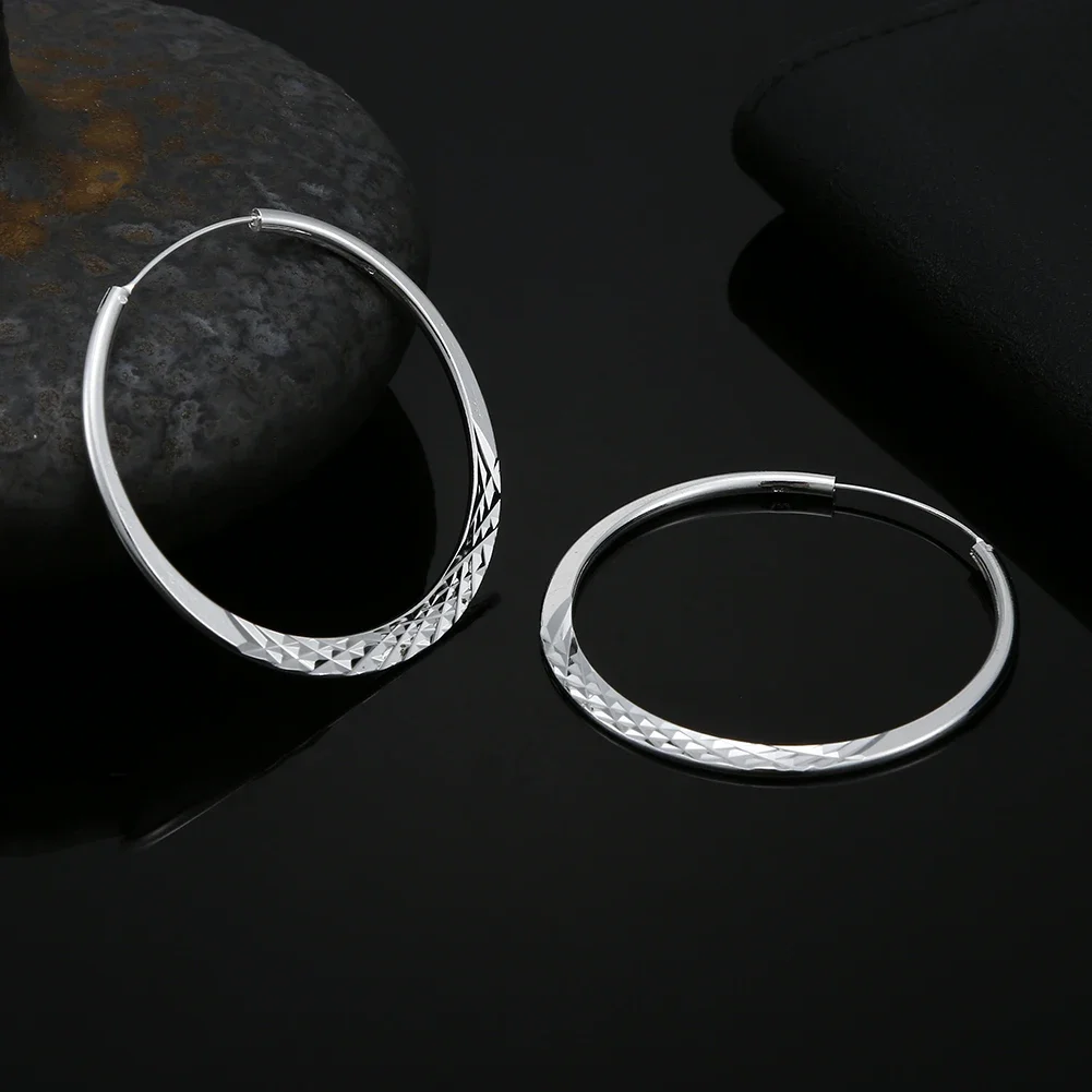 High-quality Silver Plated beautiful Big Circle Hook Earrings for Woman Engagement Wedding Party Luxury fashion Jewelry