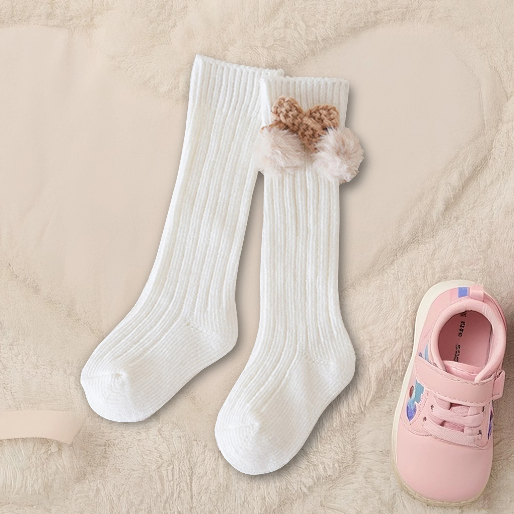 Adorable Toddler Girls Thigh High Socks Festive Ribbon Embellished Hosiery Trendy Cozy Stockings for Everyday Outfits