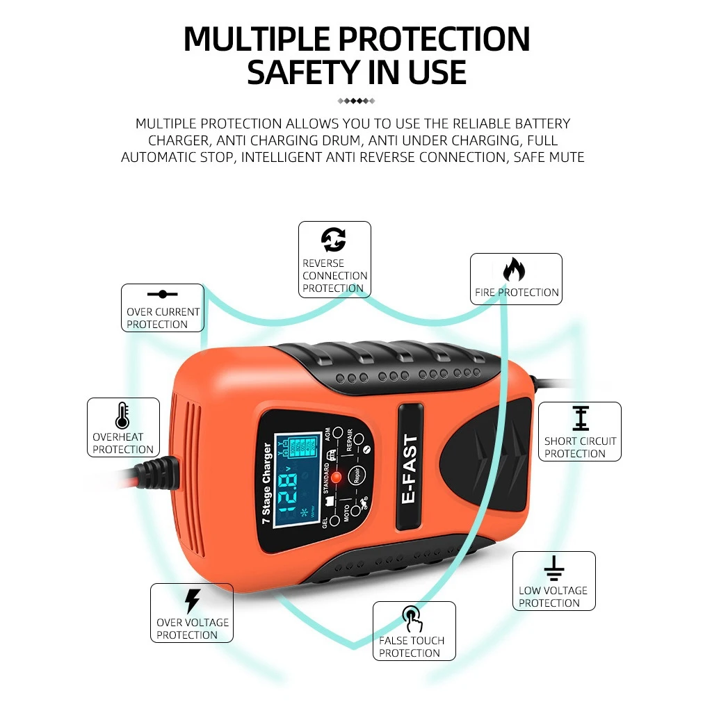 E-Fast 12V 7 ׸Ʈ Ƽ ͸   ͸ ,  ޽ , LCD  ÷, EU ÷