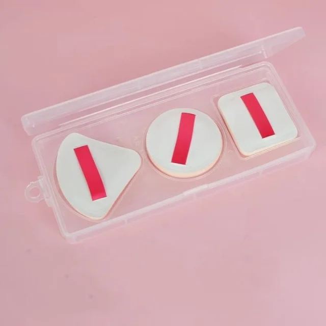 Estuche para borla marshmallow de maquillaje: Pack 3 pzas Transparente | Emoape