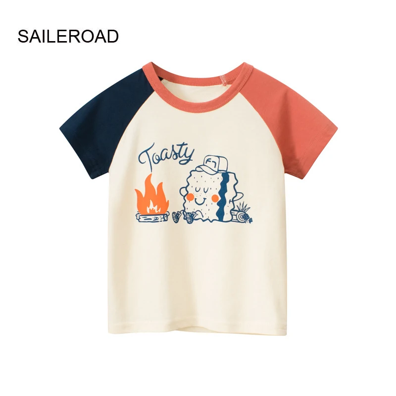 

SAILEROAD 2023 New Summer Kids T Shirt Cotton Short Sleeve Cartoon T-shirts For Boys Tee Tops Children Clothes