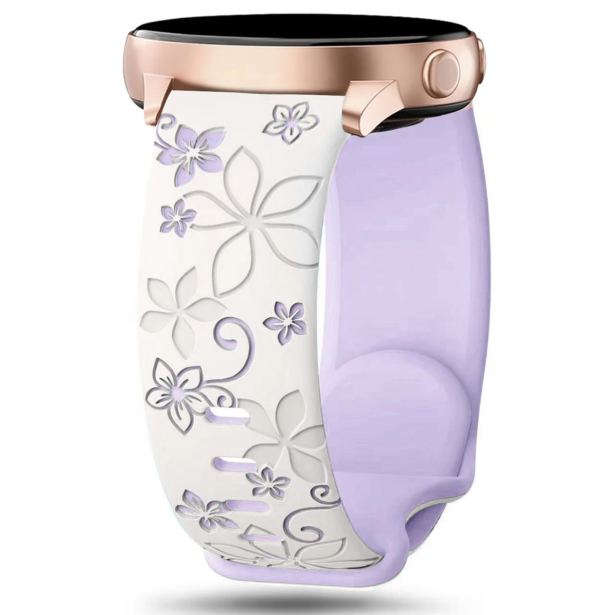 Elegant Women's Floral Soft Silicone Wristband - 20mm Universal Strap