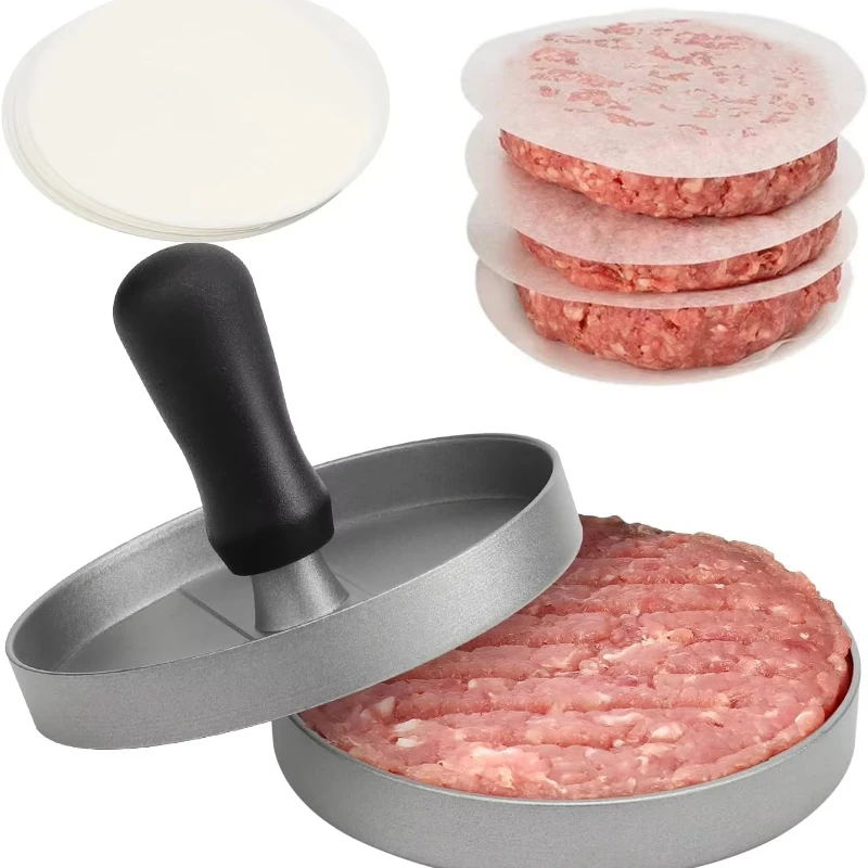 Burger Press Non-Stick Hamburger Patty Maker Aluminum Maker For Kitchen BBQ Grill Hamburger Press Cooking Tool Wax Paper