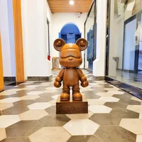Cartoon Bear Sculpture for Decoration, Large Ornaments, Walnut Color, TV Cabinet, Living Room, Piggy Bank Bear, Home Floor 2