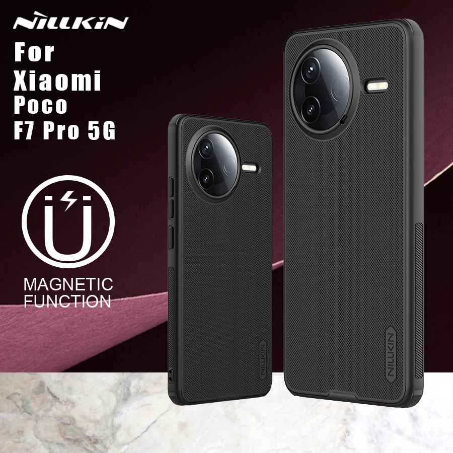 For Xiaomi Poco F7 Pro 5G Case Magnetic Magsafe Nillkin Frosted Shield TPU Soft Edge Frame Hard PC Back Cover Protection
