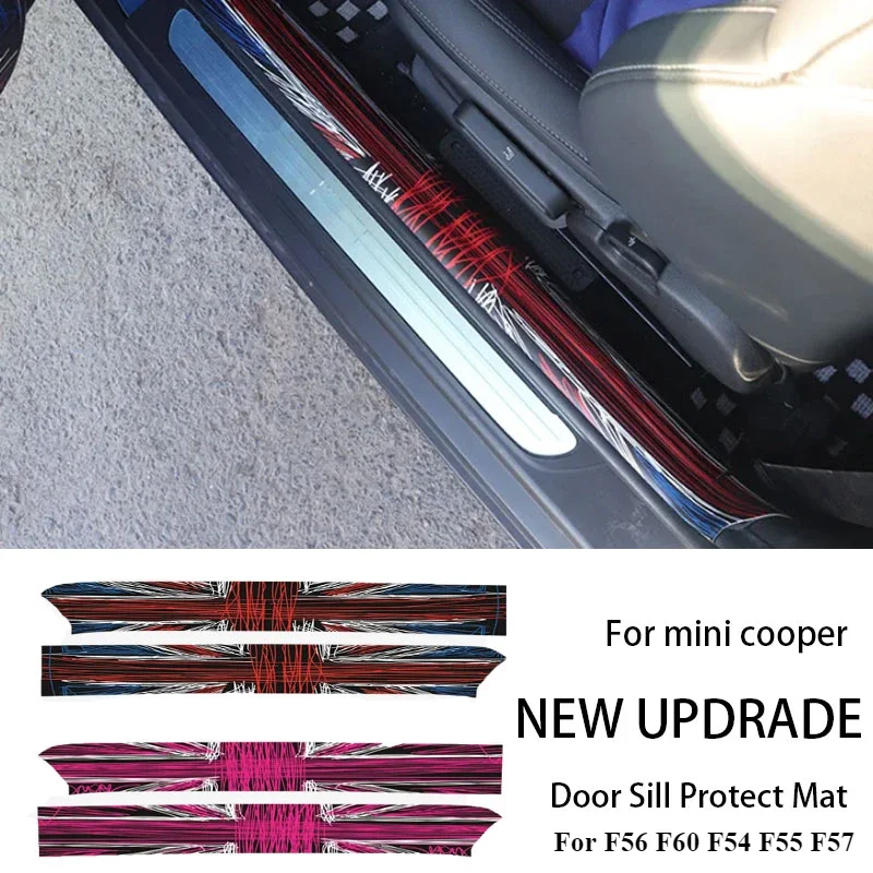 1Set Car Door Threshold Sill leather Protective Stickers For Mini ...