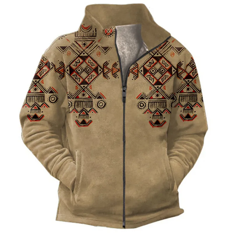 2023 American Retro Sports Fleece Zipper Jacket Top for Men's Casual Large Size Trendy and Handsome Versatile Jacket