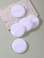 Set of Portable High - Grade White Round Powder Puffs for Makeup Application and Setting (5Piece)