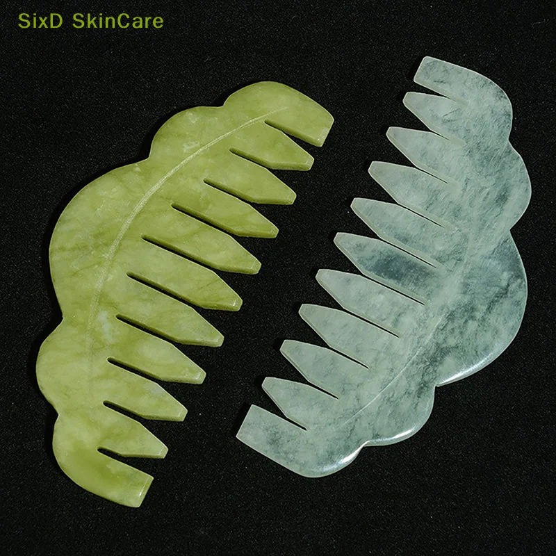 Jade Massage Comb Head Massager Hair Brush Gua Sha Board Stone Body Massage Brush Scalp Massager Meridian Comb Hair Treatment