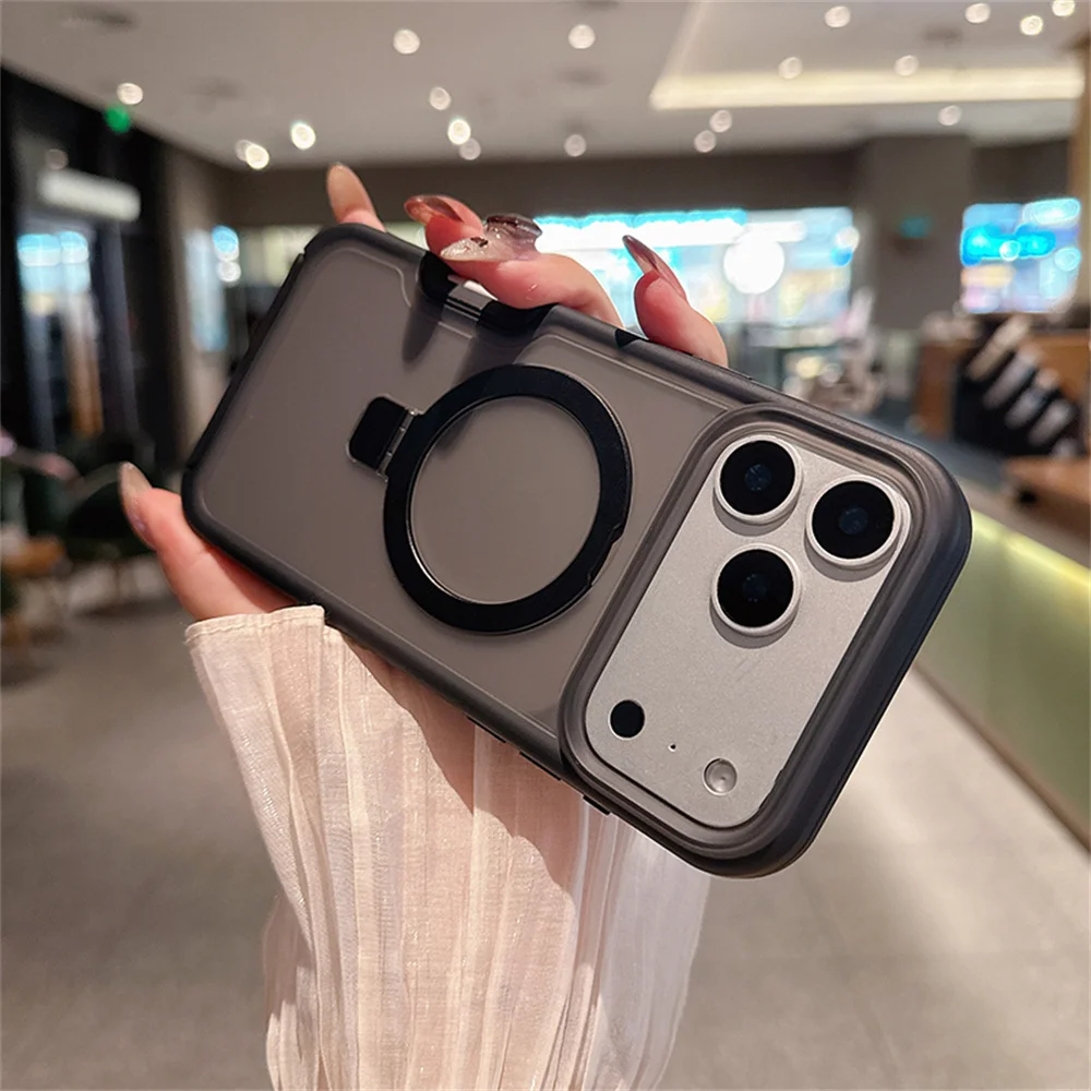 Foldable Magnetic Stand Phone Case - Clear Candy Color with Dual Layer Protection