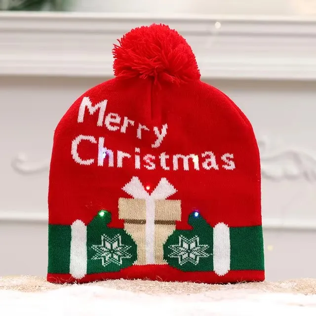 Festive Flashing LED Light-Up Christmas Hat - Snowman Winter Warm Knit Cap