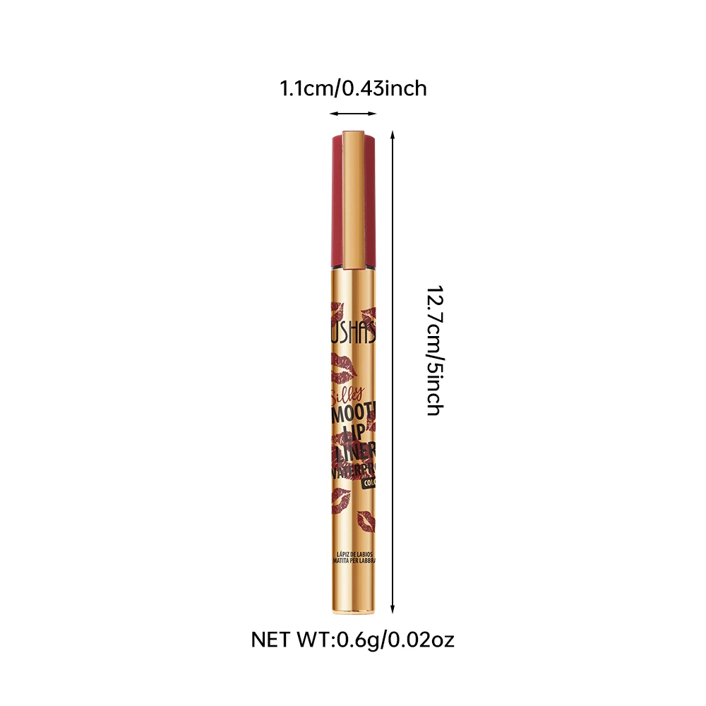 USHAS 12-color matte long-lasting lip liner waterproof sweatproof easy to color long-lasting non-stick cup lipstick pencil