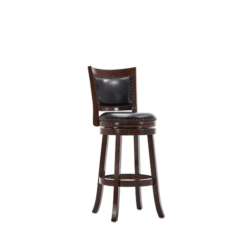 

High Back Swivel Wood Bar Stool, Cappuccino Finish