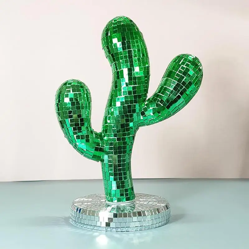 

Dancing Cactus Ornaments Unique Cactus Shape Reflective Disco Mirror Pandent Multipurpose Indoor Cactus Figurines Decorations