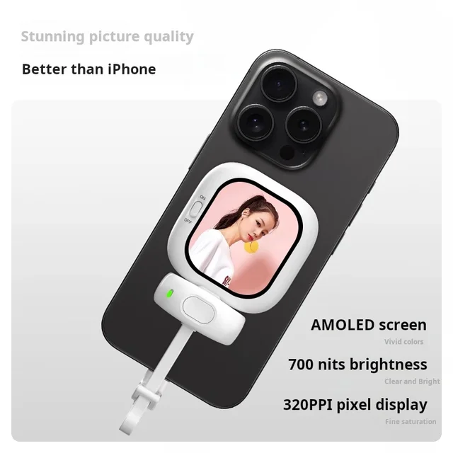 CYNOVA Mini Magnetic Selfie Monitor Screen AMOLED for Smartphone Rear Camera Selfie Vlog Live Stream for iPhone 16 15 14 pro max 2