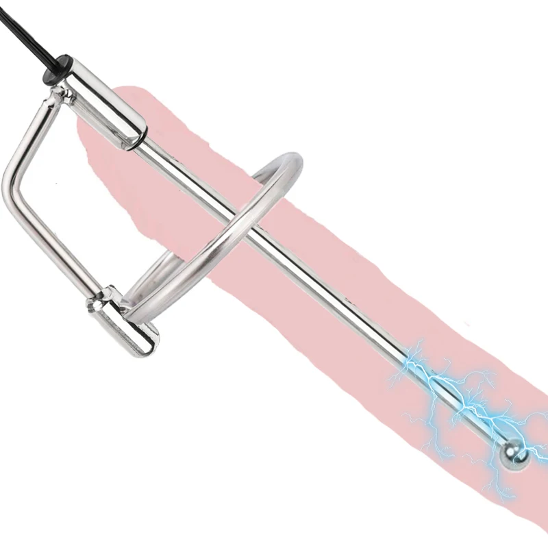 Male Stainless Steel Penis Plug Electric Stimulation Urethral Catheter Bi-polar Electro Shock Metal Cock Ring Dilator Sex Toy silicone urethral dilator urethral dilator