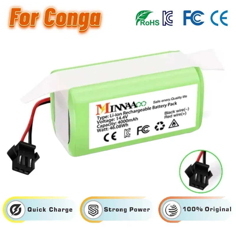 

14.4V Lithium battery for Cecotec Conga Excellence 950 990 1090 Ecovacs Deebot DN621 601/605 Eufy RoboVac 35C Panda i7 V710