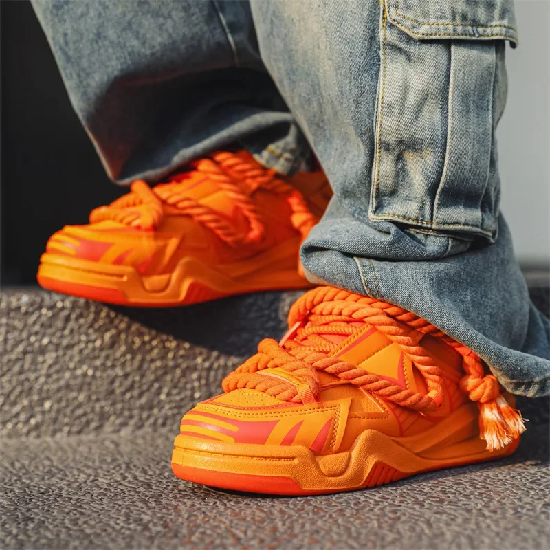 Sneakers Men's Sports Shoes Orange Chunky Sneakers Woman Casual Tennis Shoes Plus Size 41 42 Retro Boarding Shoes Female 2