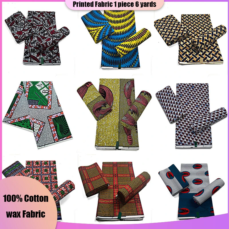 Ankara African Cotton Wax Print Fabric 6 Yards High Quality Veritable