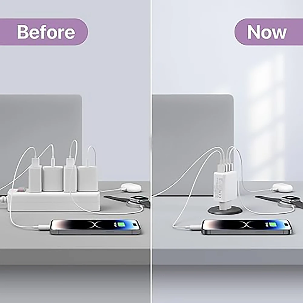 EU Plug 30W 4-Port USB Fast Charger with QC 3.0 Technology