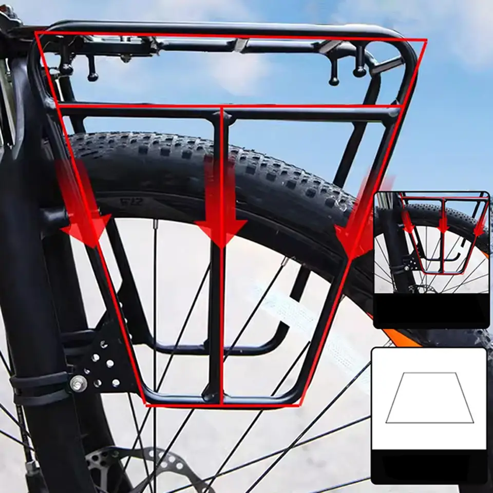 thumbnail image 2 of Bike Front Luggage Rack - Durable Aluminium Alloy MTB Carrier 2 of 14