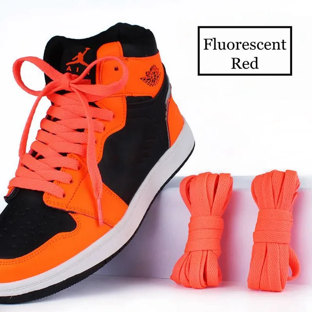 36Colors Flats Shoelaces For Air Force Tennis Shoe Laces Sneaker White Black Canvas Men Women Shoelace Basketball Shoes Strings Fluorescent red