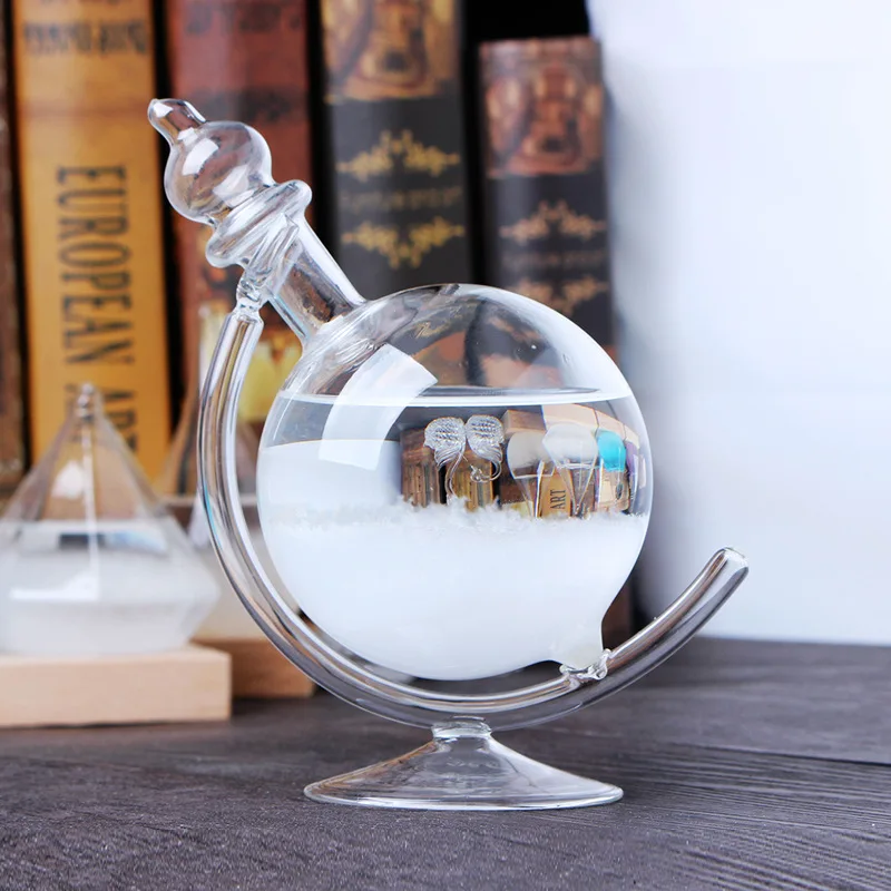 Creative Globe-Shaped Storm Glass Bottle Desktop Weather Station Weather  Predictor Transparent Ball Storm Glass Home Decor