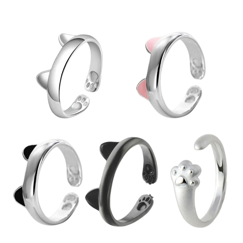 

E0BF Fashionable Cat Ears Animal Finger Rings Fashion Decorative Rings Ladies Gift
