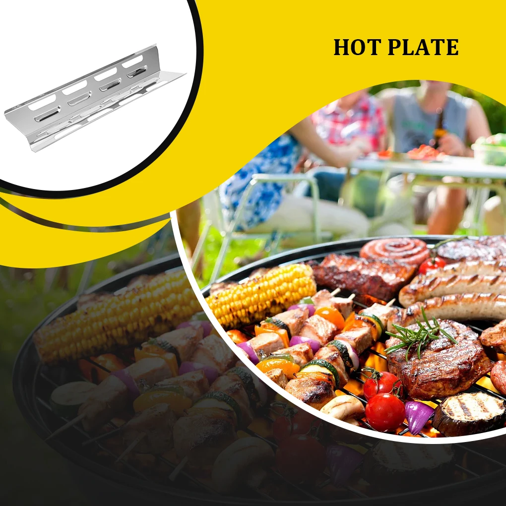 4X Stainless Steel Gas Grill Oven Heats Plate Replacement BBQ Tube Kit Non-stick Burner Cover Labor-saving for Tool