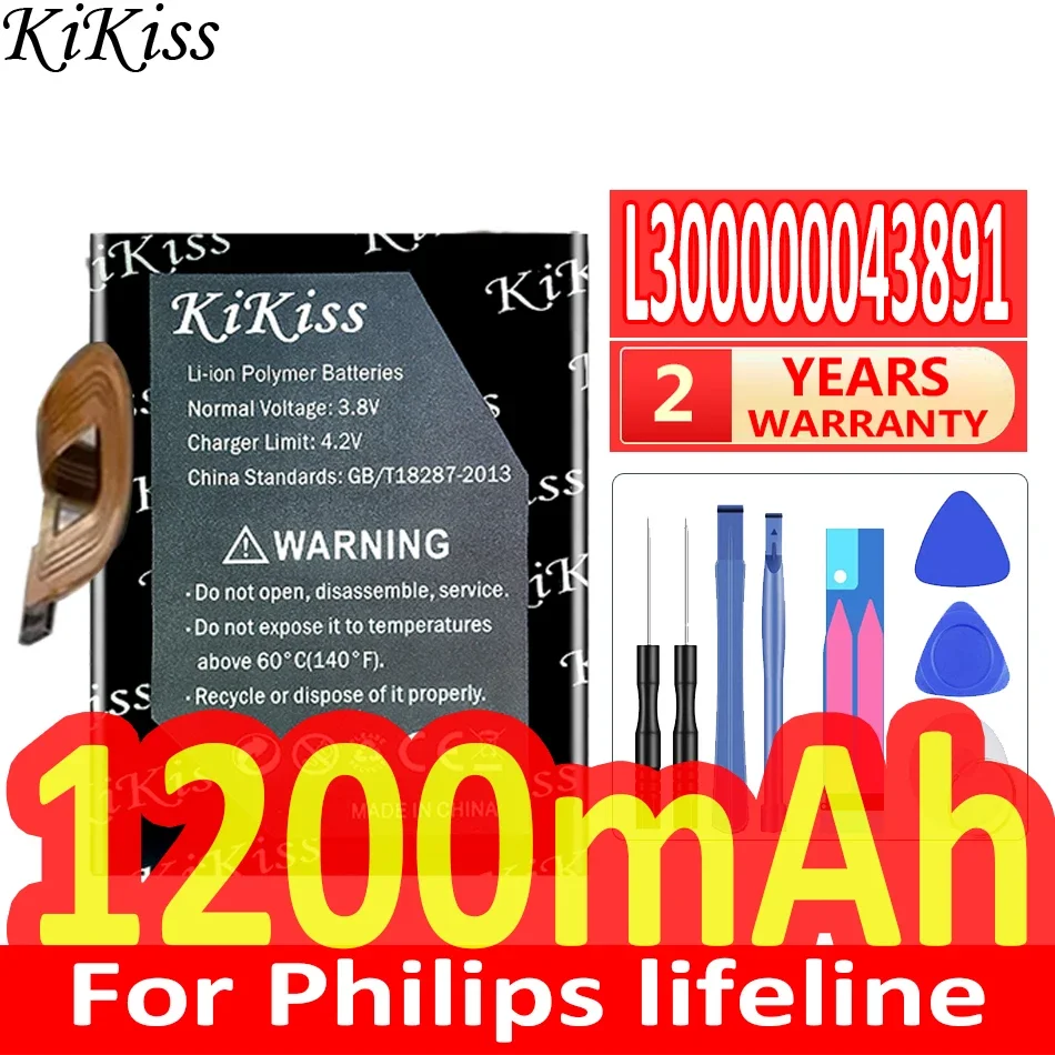 

1200mAh KiKiss Powerful Battery L300000043891 (lifeline) For Philips lifeline Digital Batteria