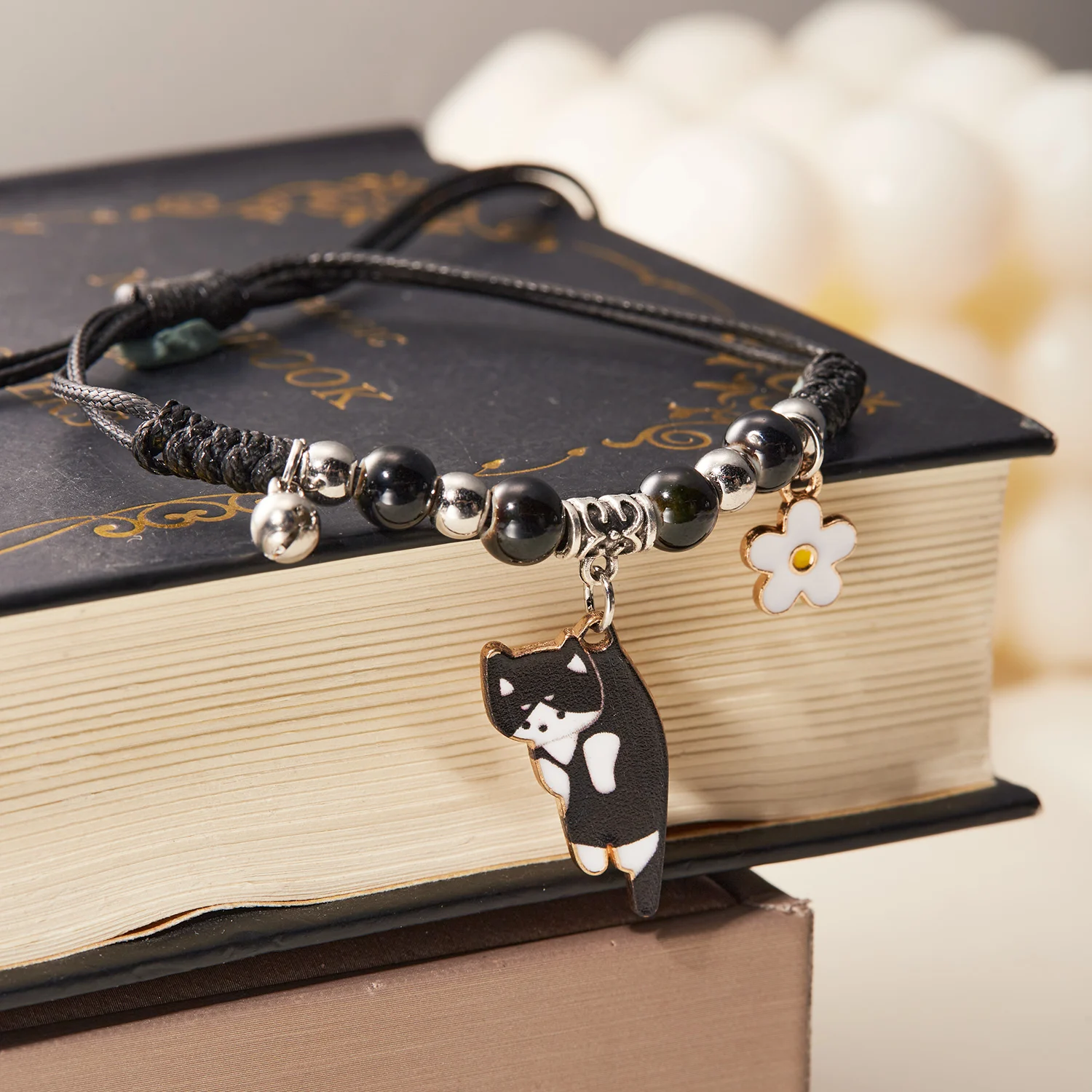 Niedliche Cartoon-Tier-Katze-Blumen-Armbänder für Frauen, süßer Stern, Kätzchen, geflochtenes Armband, Glücksknoten, Freundschaftsschmuck, Geschenk – Detail 19