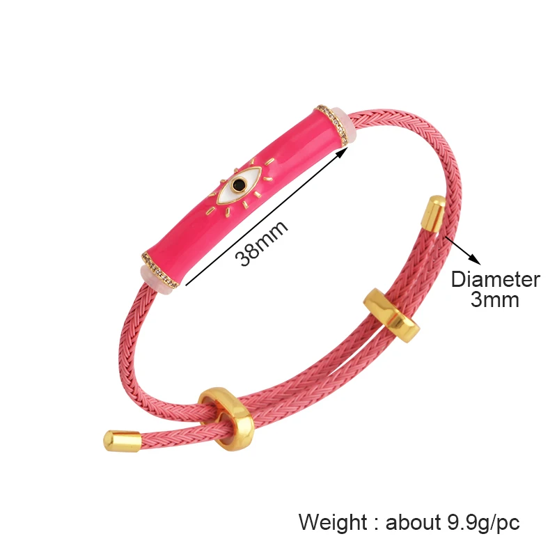 Fashion Multicolor Gold Plated Evil Eye Charm Bangle,Fine Colorful Enamel Talismal Charm Bracelet Jewelry Supply s