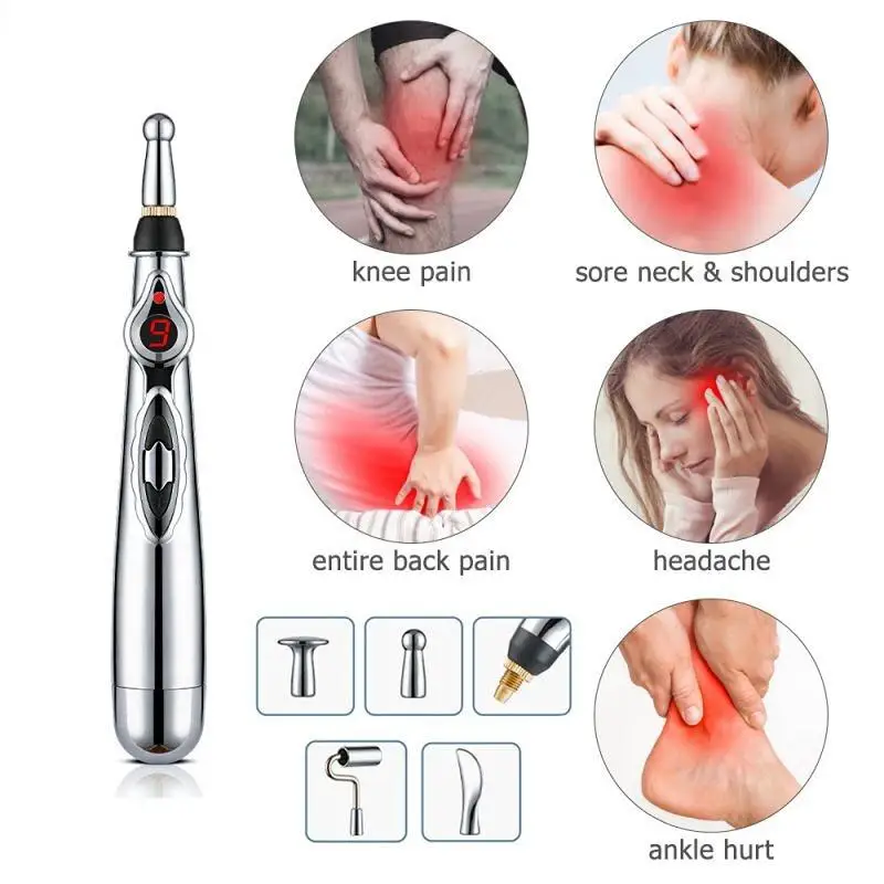 2/5 Heads Electric Acupuncture Point Massage Pen Meridian Energy Massage Pen Pain Relief Therapy Back Neck Face Beauty Roller